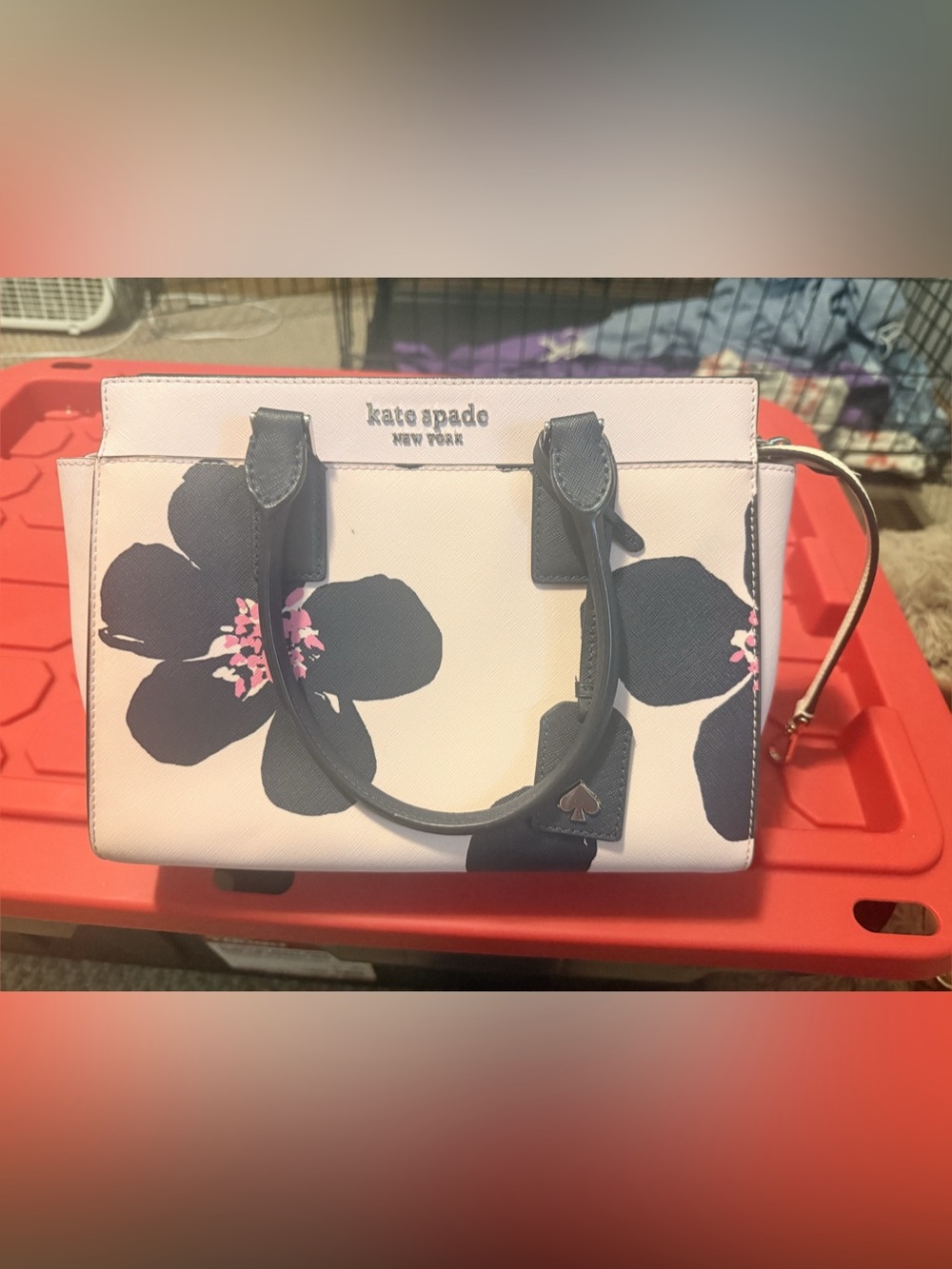 Kate Spade Floral Satchel in Pink & Black